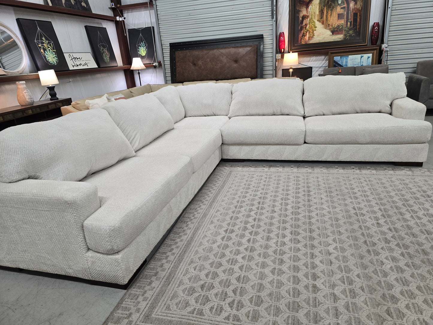 Big Beige Sectional Couch with Deep Seating 🚛 FAST SAME DAY DELIVERY! 🚚