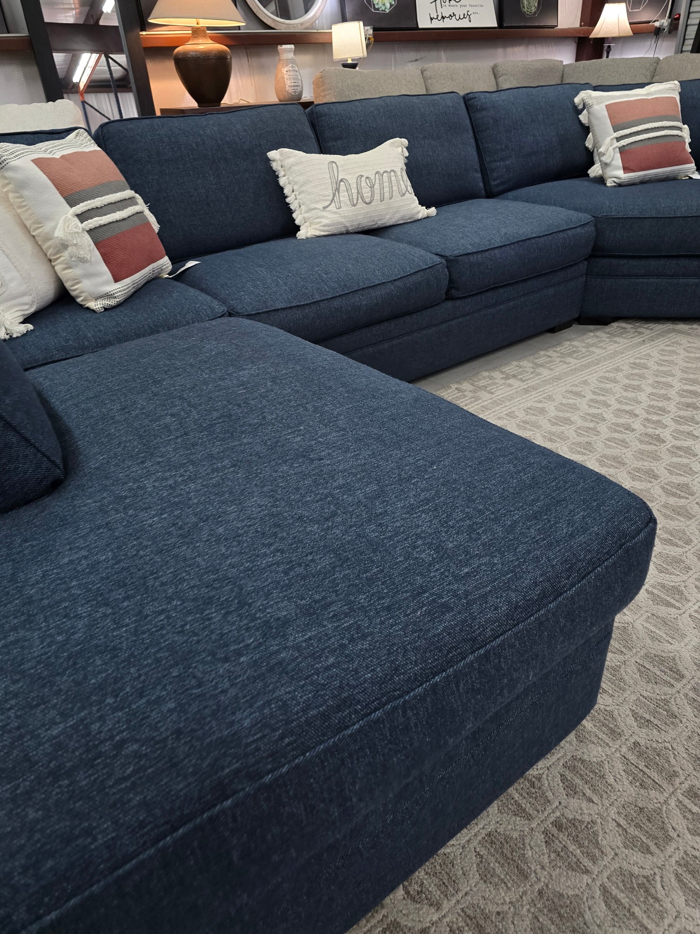 Large Blue Sectional Couch