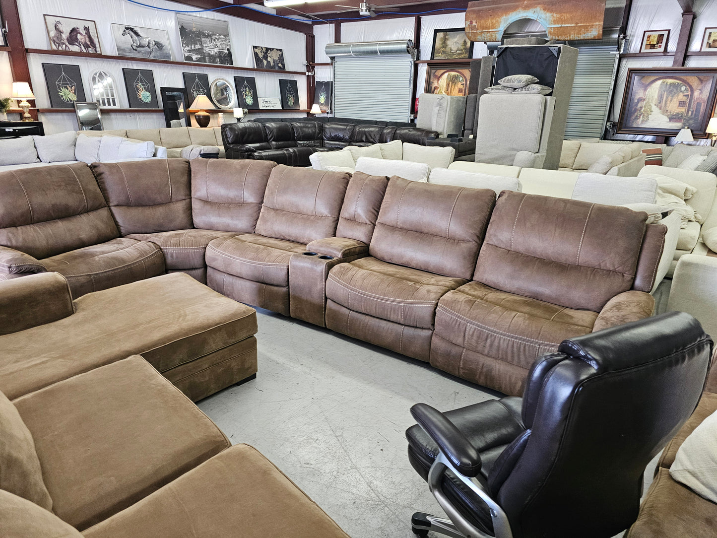 Comfy Brown Reclining Sectional Couch - D71
