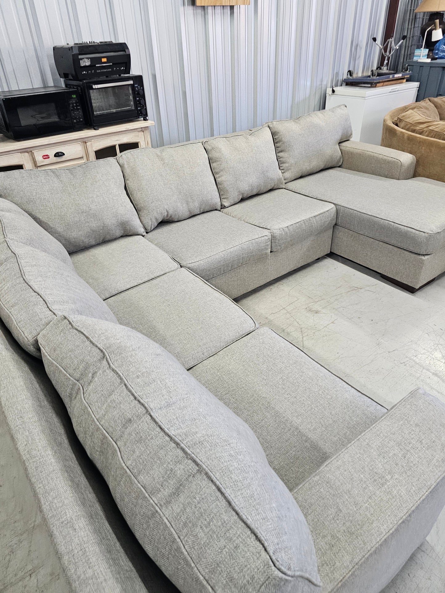 Gray U-Shaped Sectional Couch with Chaise by Ashley Furniture - D82