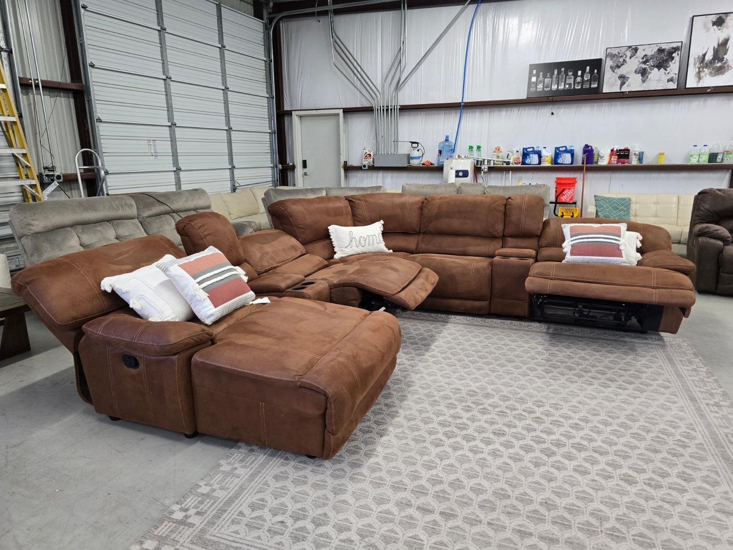 Reclining Brown Sectional Couch With Chase Lounge π CAN DELIVER TODAY π