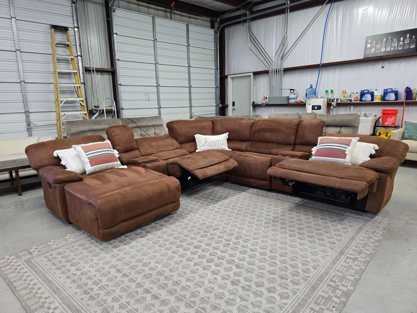 Reclining Brown Sectional Couch With Chase Lounge π CAN DELIVER TODAY π
