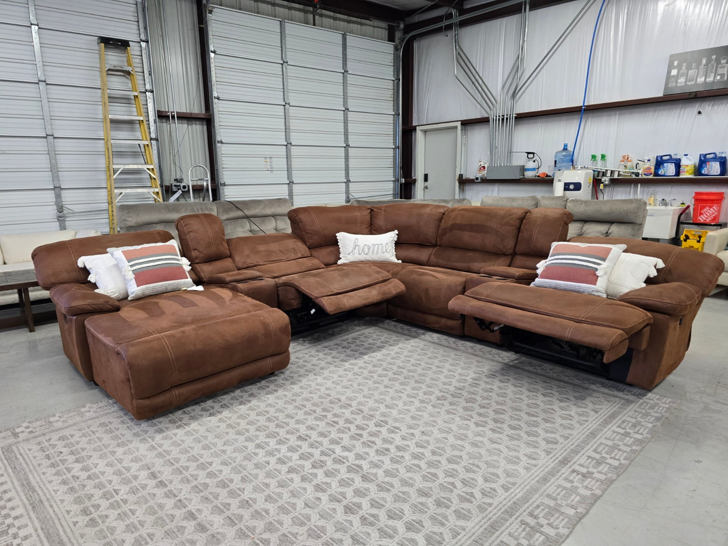 Reclining Brown Sectional Couch With Chase Lounge π CAN DELIVER TODAY π