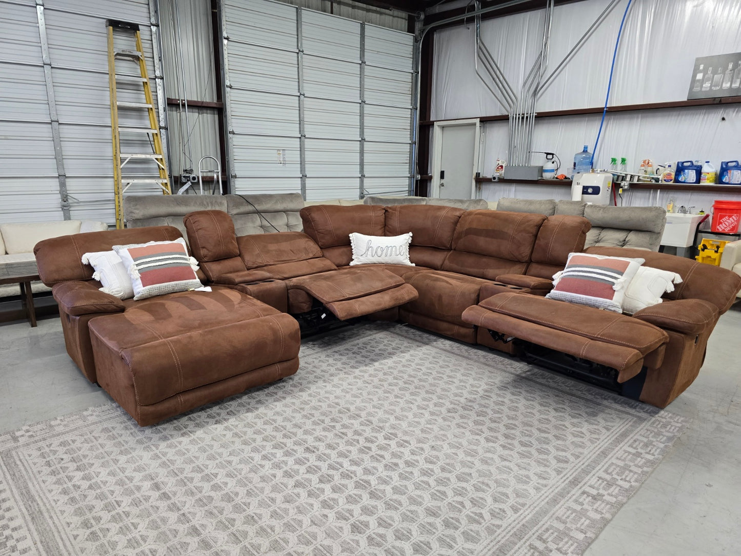 Reclining Brown Sectional Couch With Chase Lounge π CAN DELIVER TODAY π