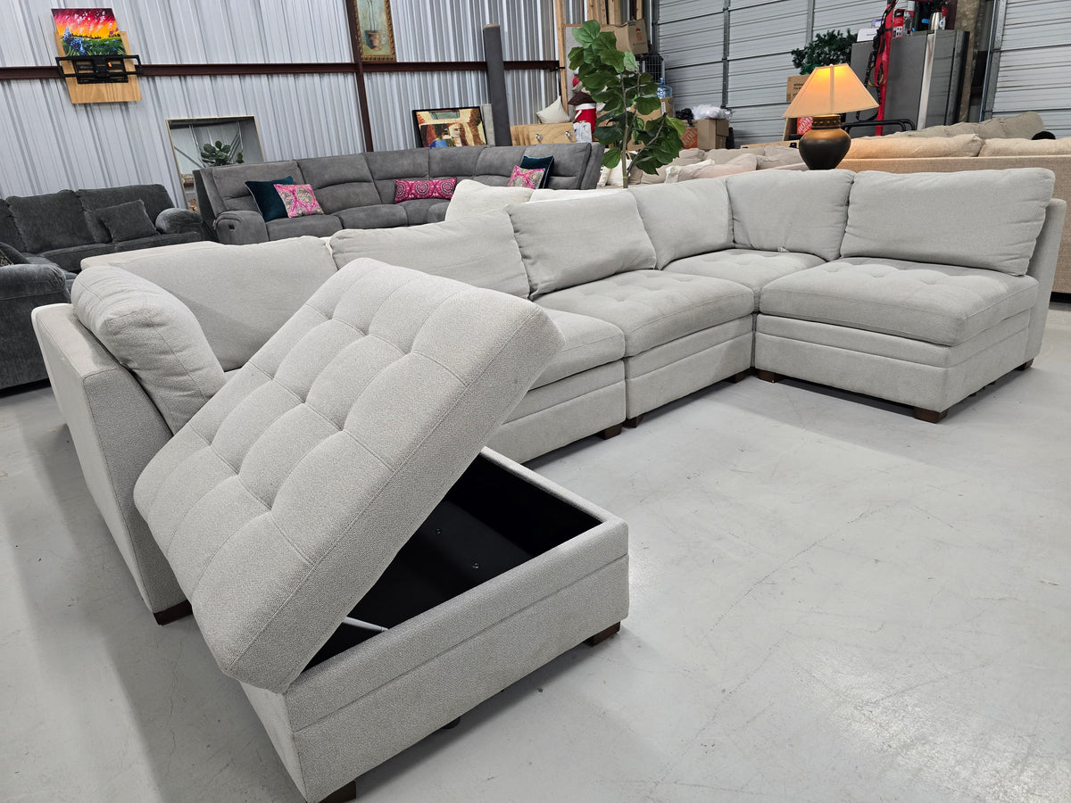 Gray 6-Piece Modular Sectional Couch with Storage Ottoman | Costco - D108