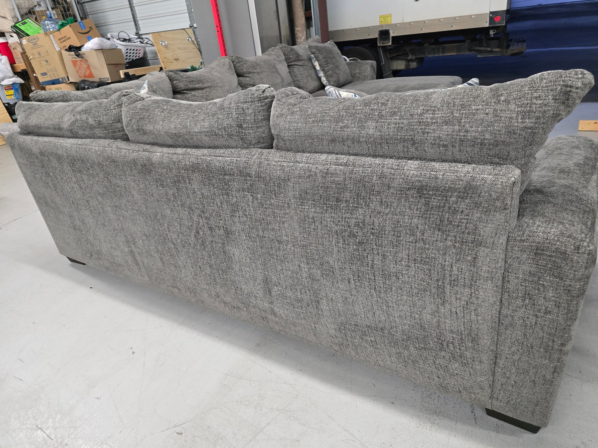 Gray U-Shaped Sectional Couch with Storage Ottoman - D115