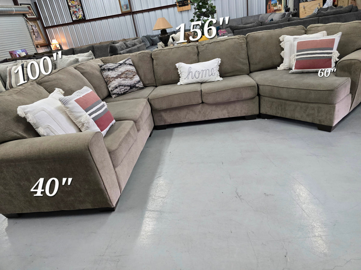 Ashley Furniture Large Tan Sectional Couch with Cuddler - D116