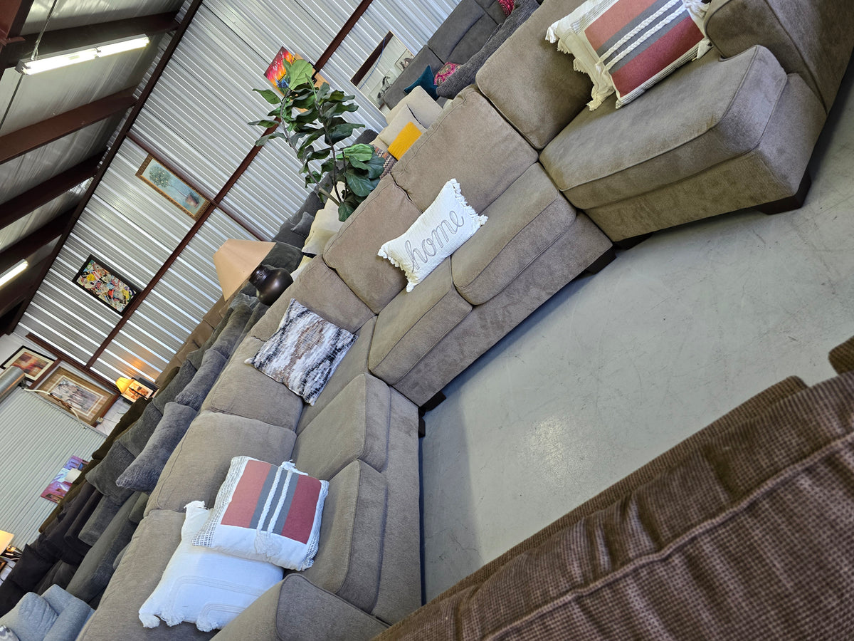 Ashley Furniture Large Tan Sectional Couch with Cuddler - D116