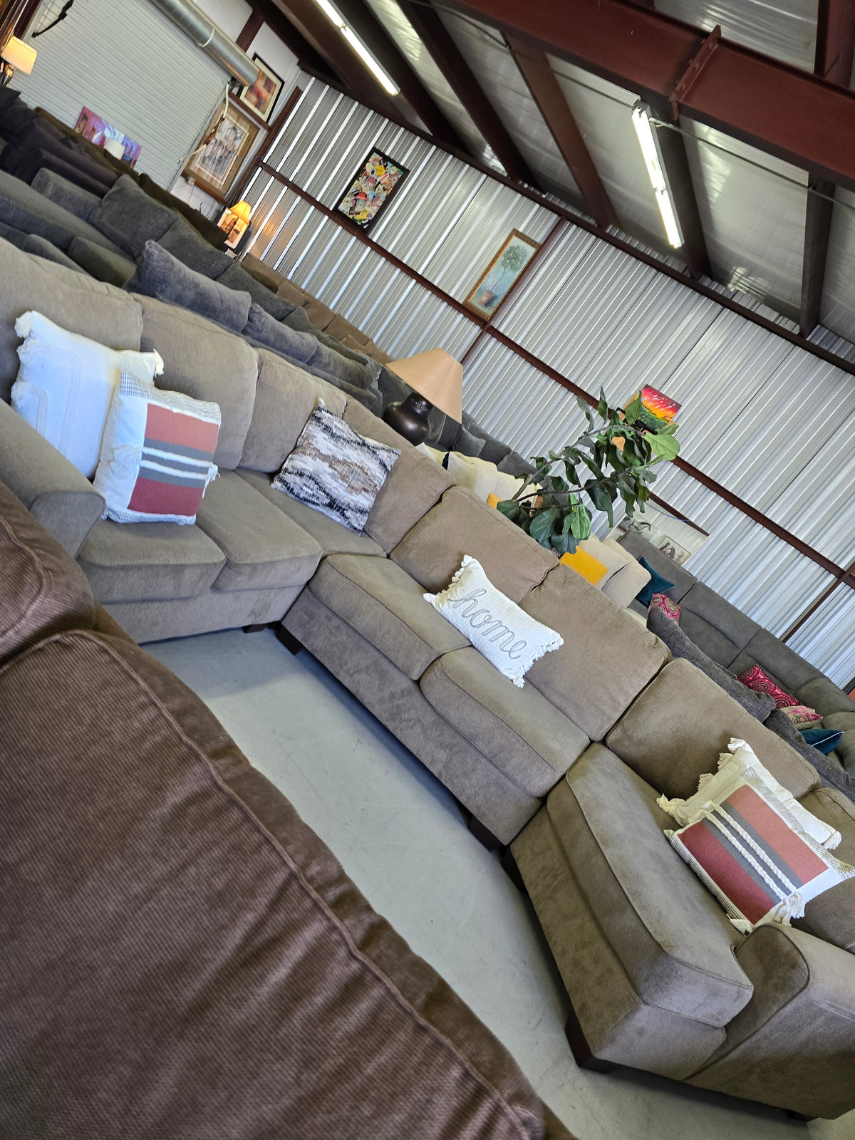 Ashley Furniture Large Tan Sectional Couch with Cuddler - D116