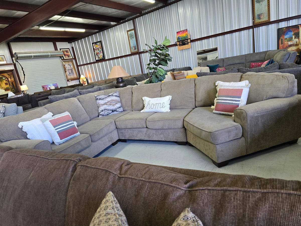 Ashley Furniture Large Tan Sectional Couch with Cuddler - D116