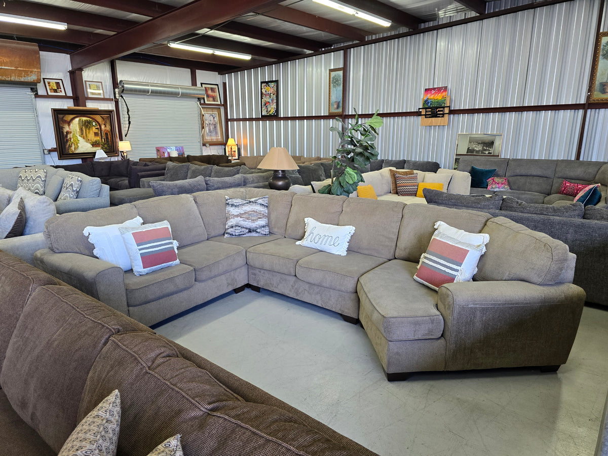 Ashley Furniture Large Tan Sectional Couch with Cuddler - D116