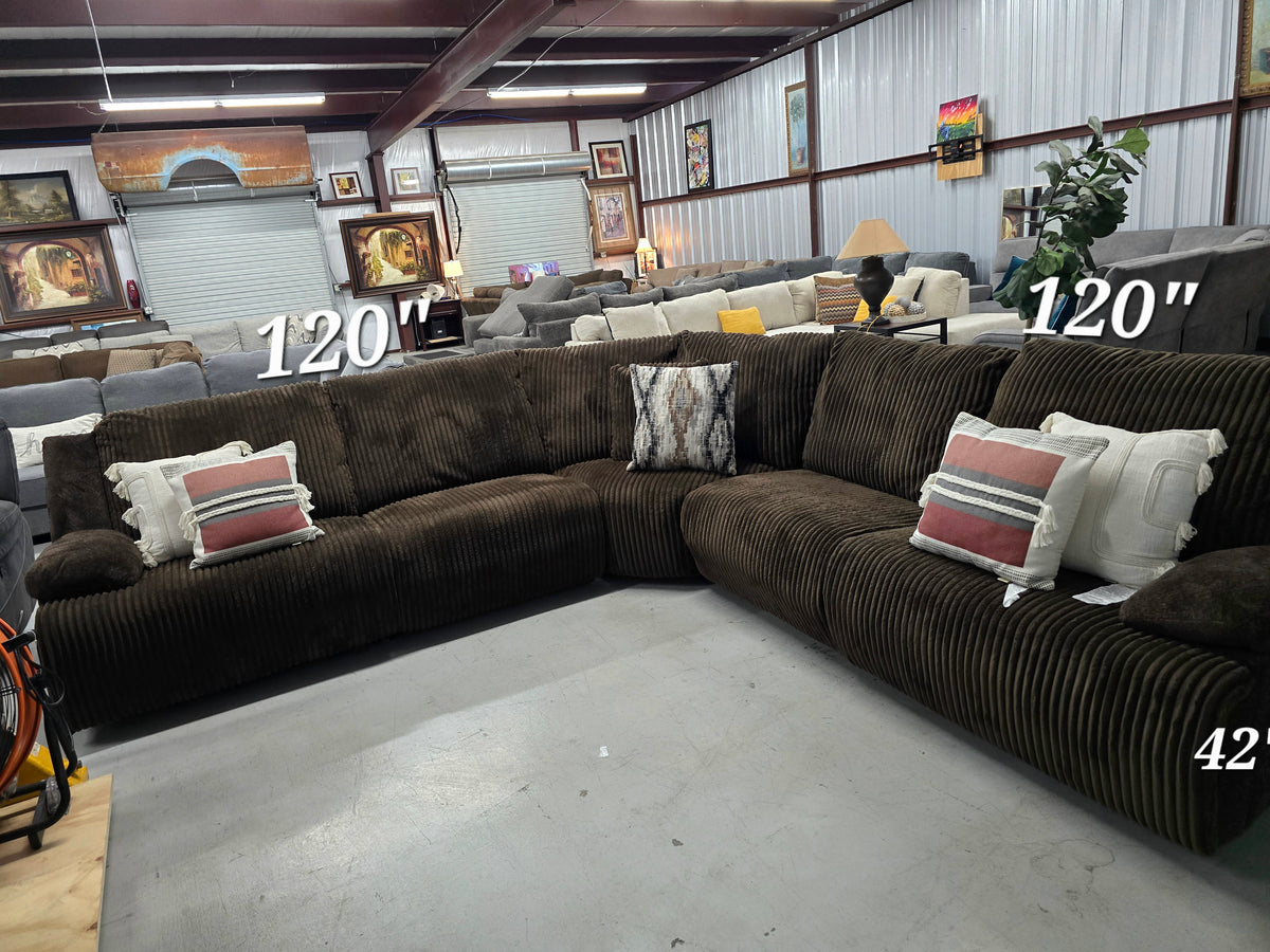 Chocolate Brown Reclining Sectional Couch - D120