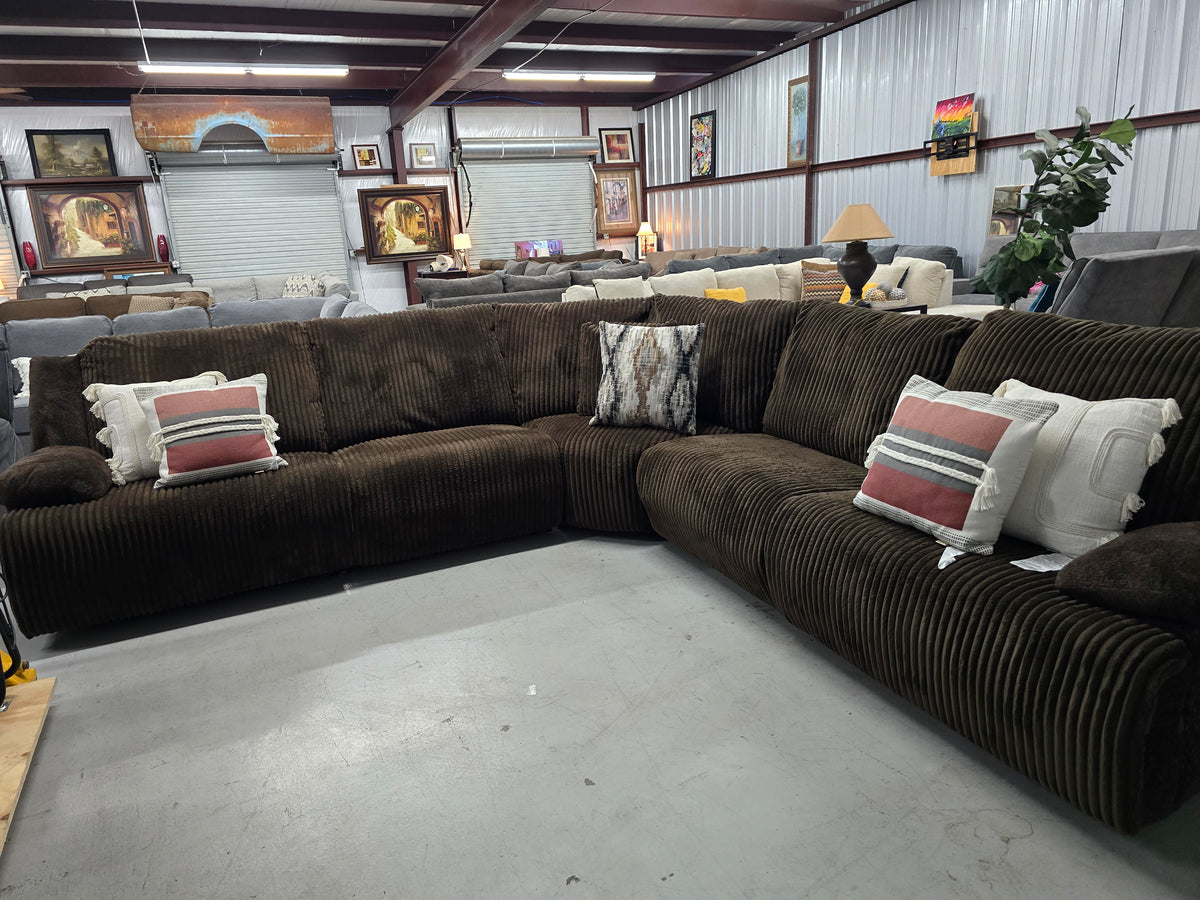 Chocolate Brown Reclining Sectional Couch - D120