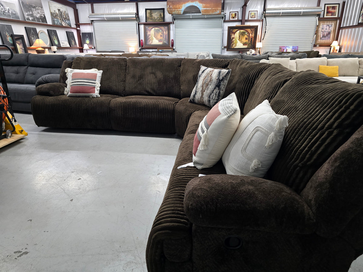 Chocolate Brown Reclining Sectional Couch - D120