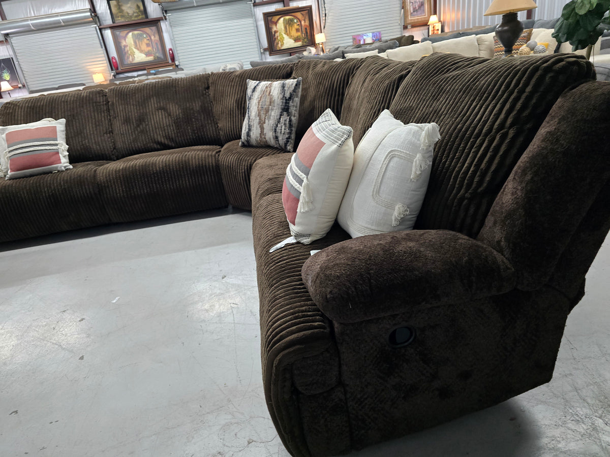 Chocolate Brown Reclining Sectional Couch - D120