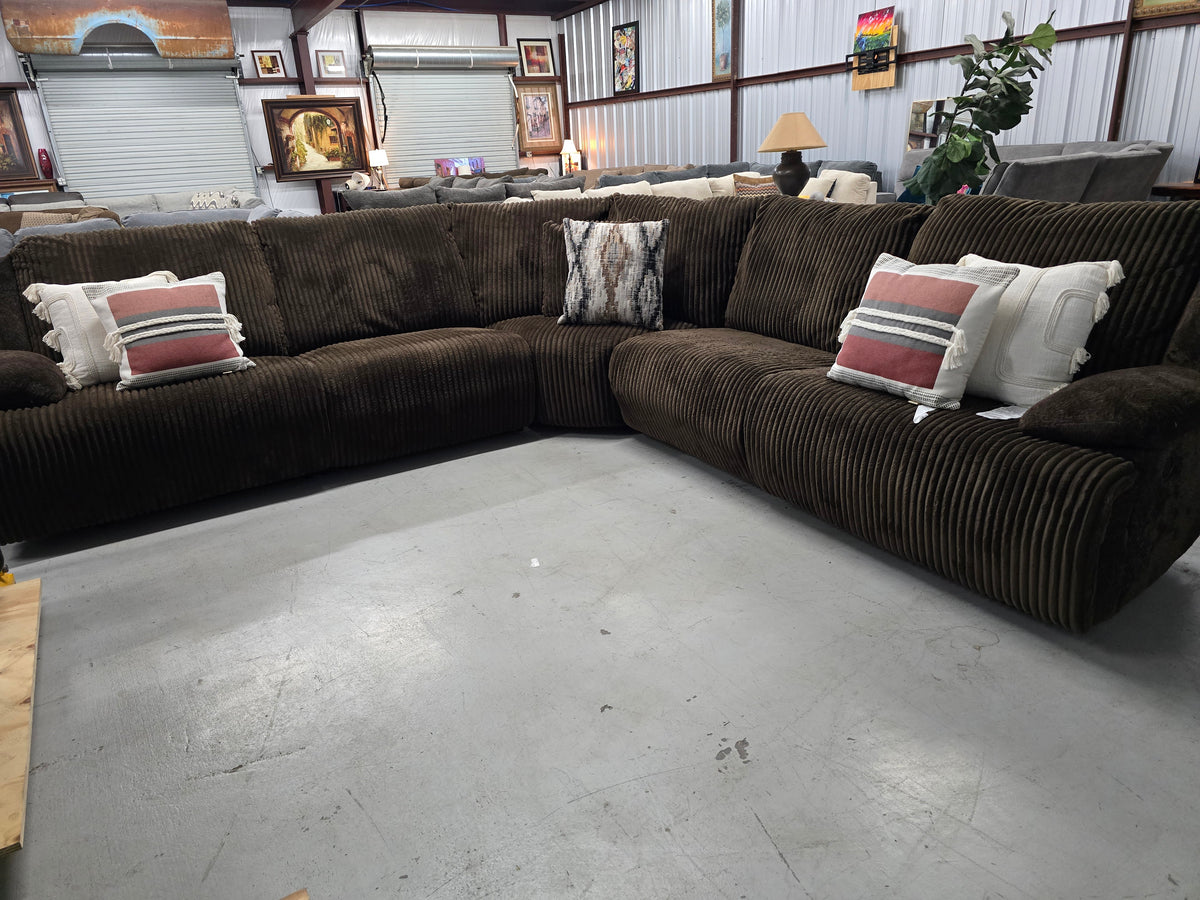 Chocolate Brown Reclining Sectional Couch - D120