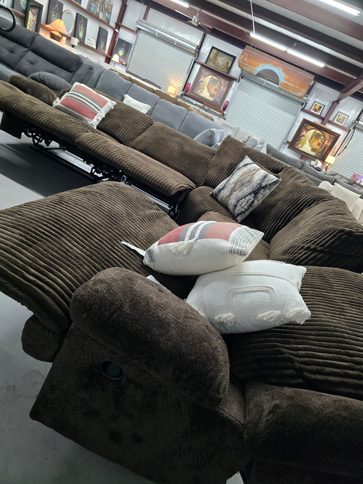 Chocolate Brown Reclining Sectional Couch - D120
