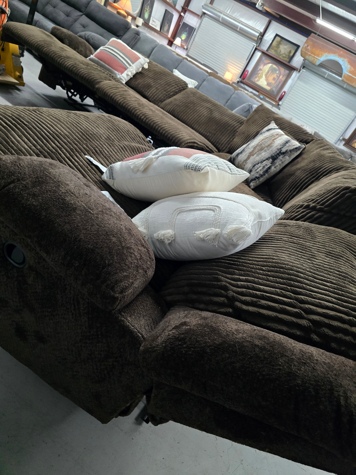 Chocolate Brown Reclining Sectional Couch - D120