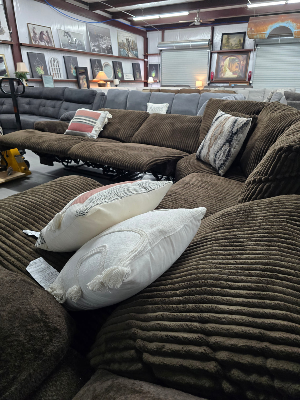 Chocolate Brown Reclining Sectional Couch - D120