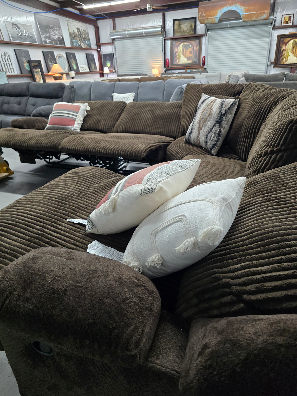 Chocolate Brown Reclining Sectional Couch - D120