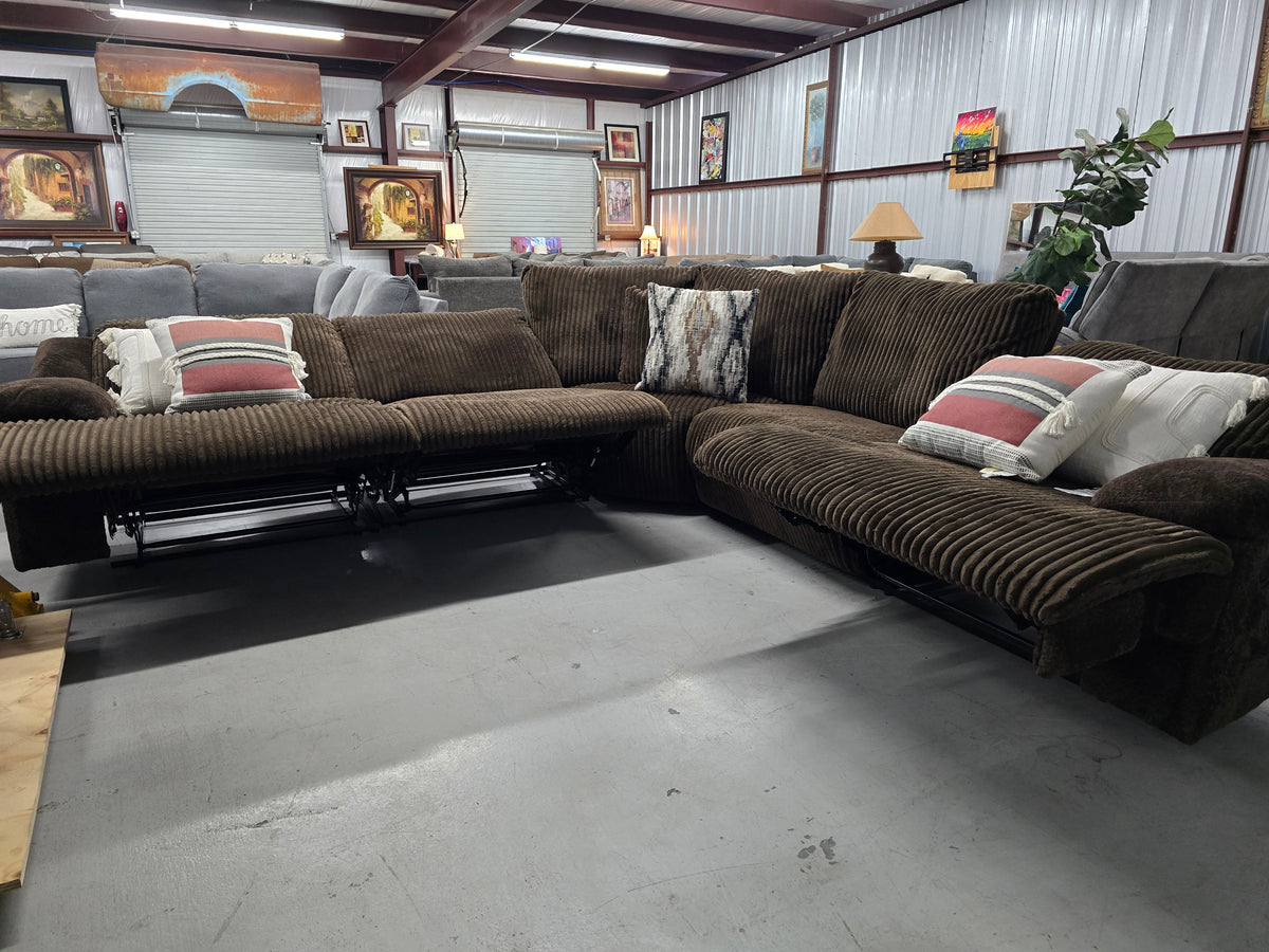 Chocolate Brown Reclining Sectional Couch - D120
