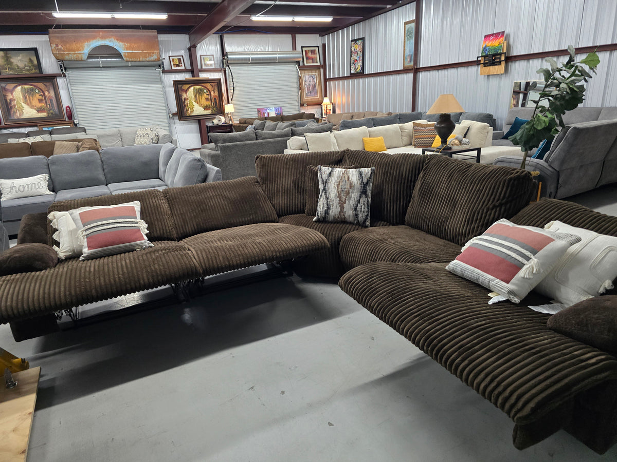 Chocolate Brown Reclining Sectional Couch - D120