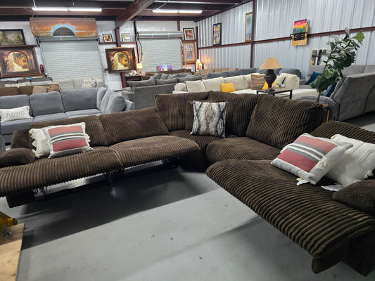 Chocolate Brown Reclining Sectional Couch - D120