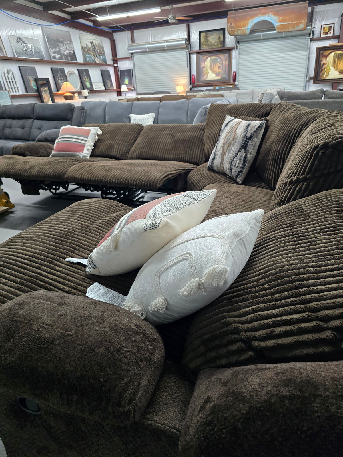 Chocolate Brown Reclining Sectional Couch - D120