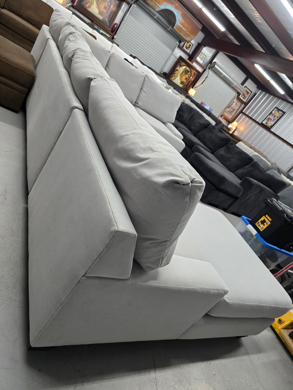 Living Spaces Oversized Light Gray U-Shaped Sectional with Chaise - D121
