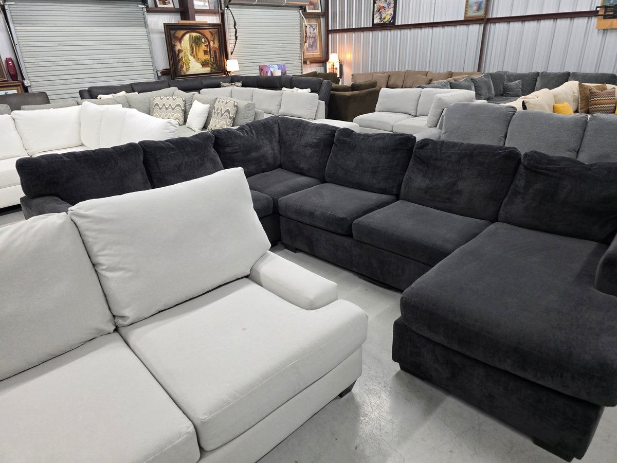 Ashley Furniture Dark Gray U-Shaped Sectional with Reversible Chaise - D122