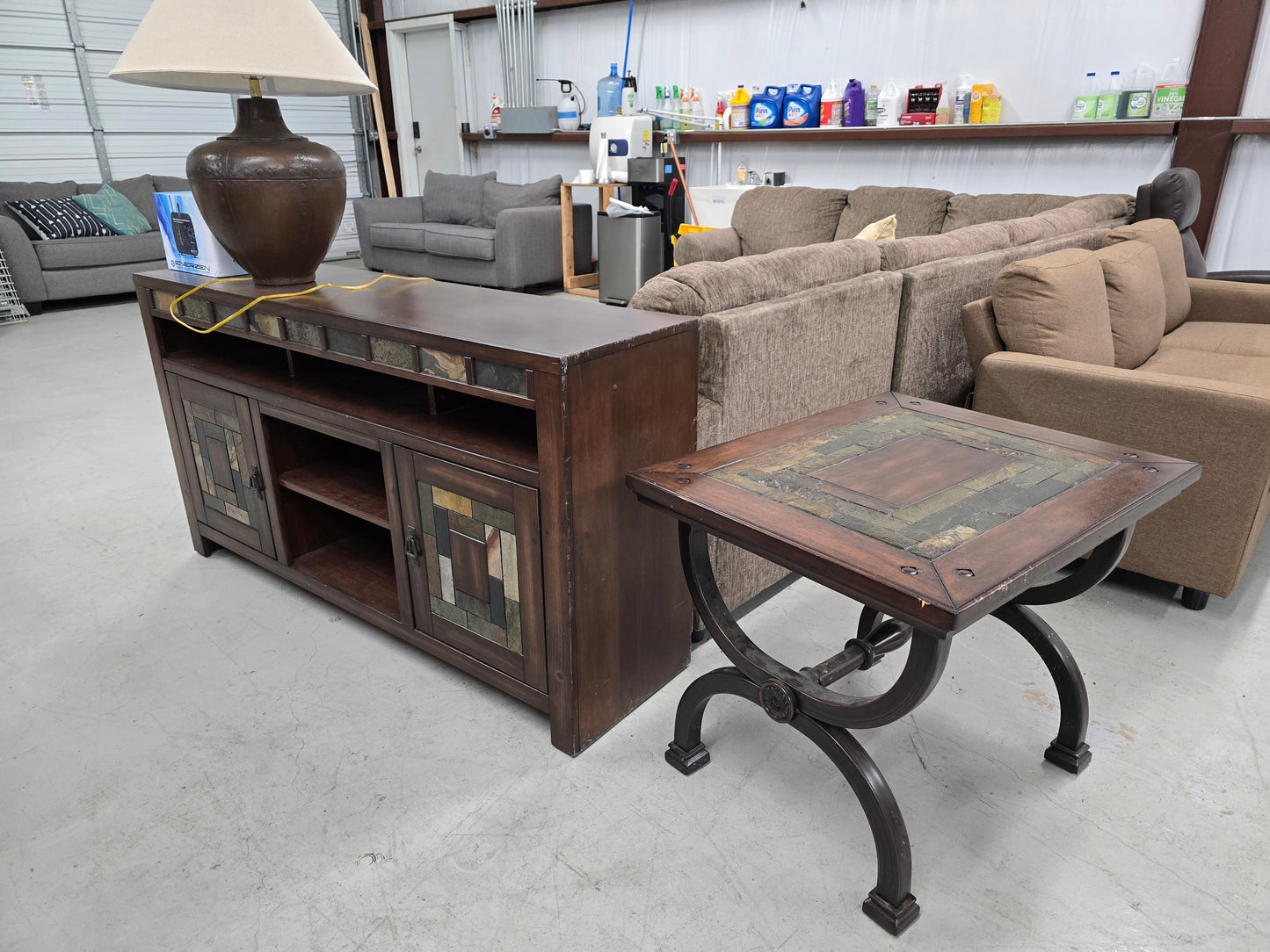 Entertainment stand and side coffee table