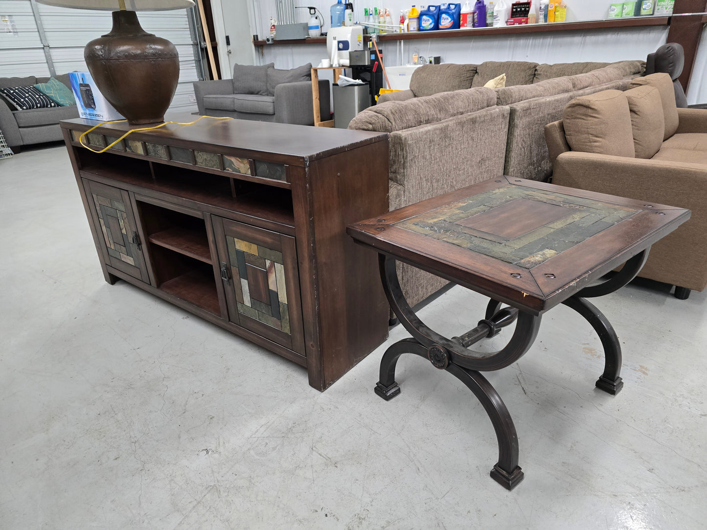 Entertainment stand and side coffee table