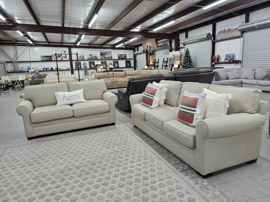 Beige Cindy Crawford Couch and Love Seat Set 🚛 SAME DAY DELIVERY 🚚