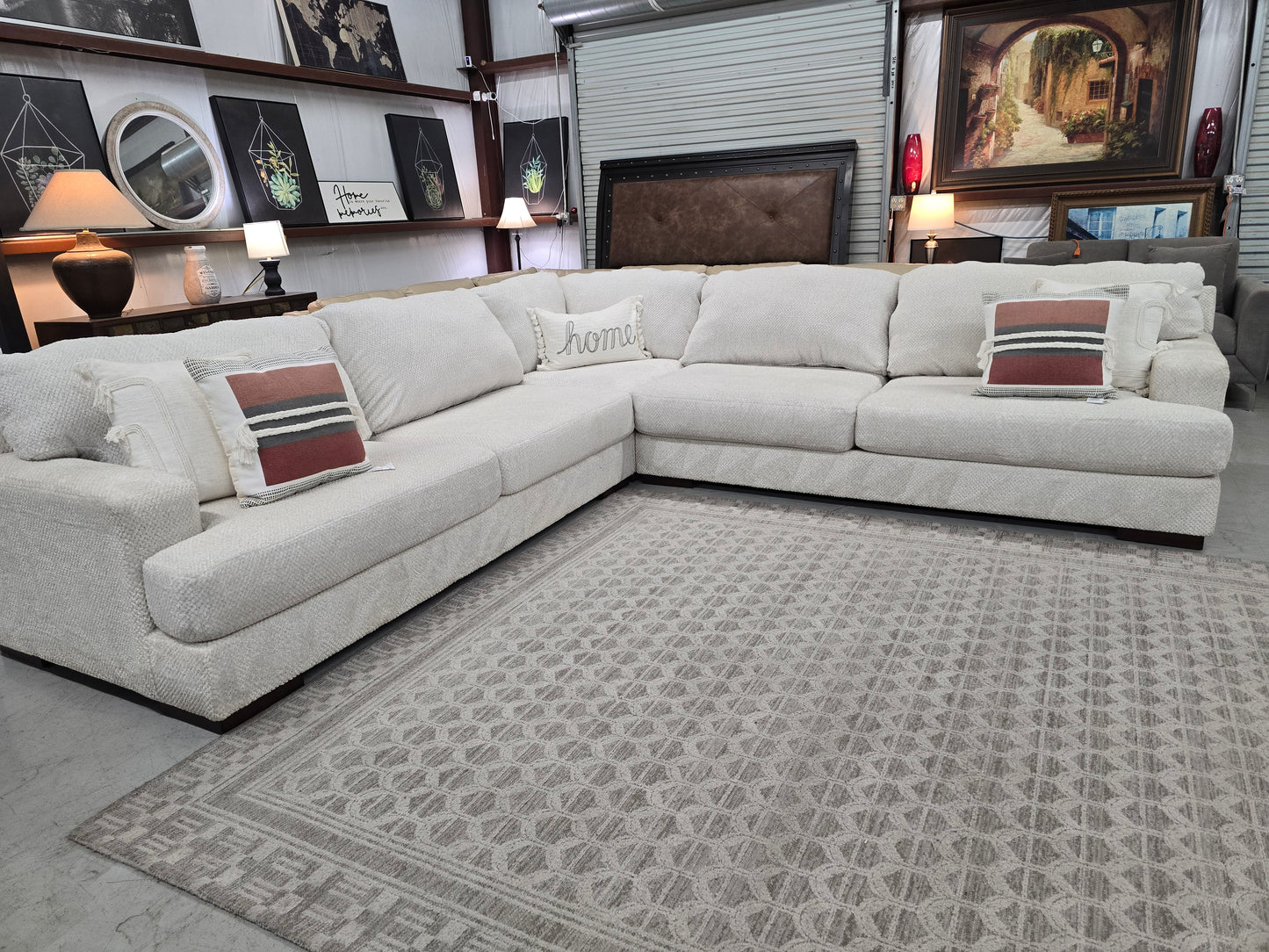 Big Beige Sectional Couch with Deep Seating 🚛 FAST SAME DAY DELIVERY! 🚚