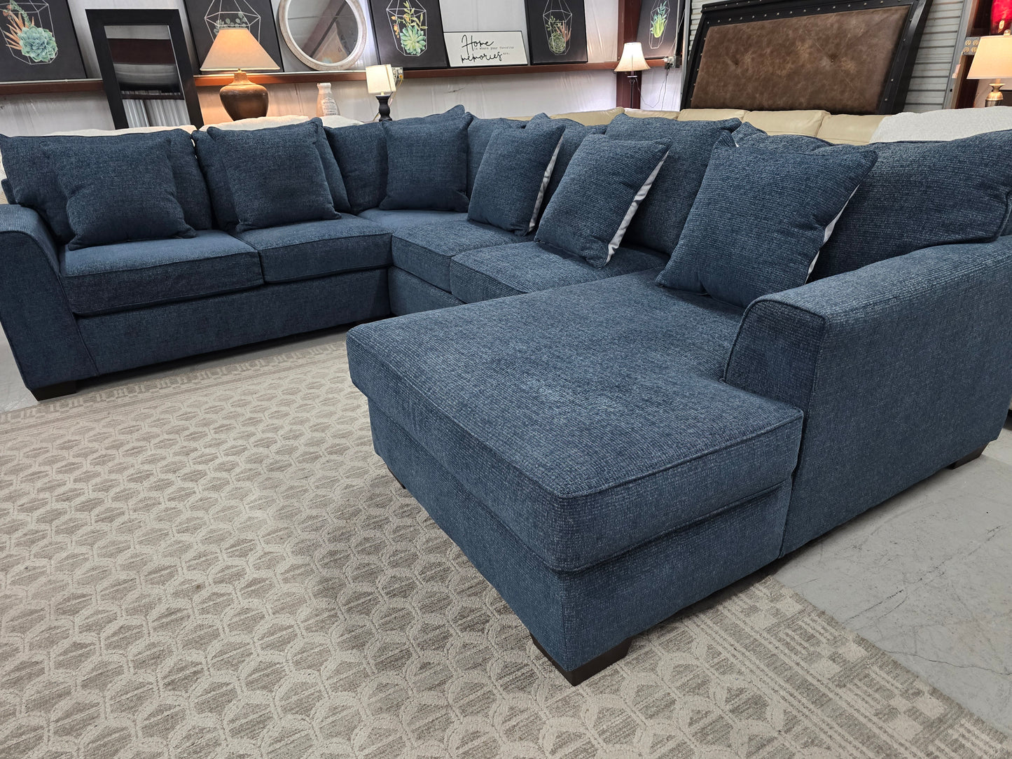 U-shaped blue Sectional Couch with RF-Chase 🚛 FAST SAME DAY DELIVERY! 🚚