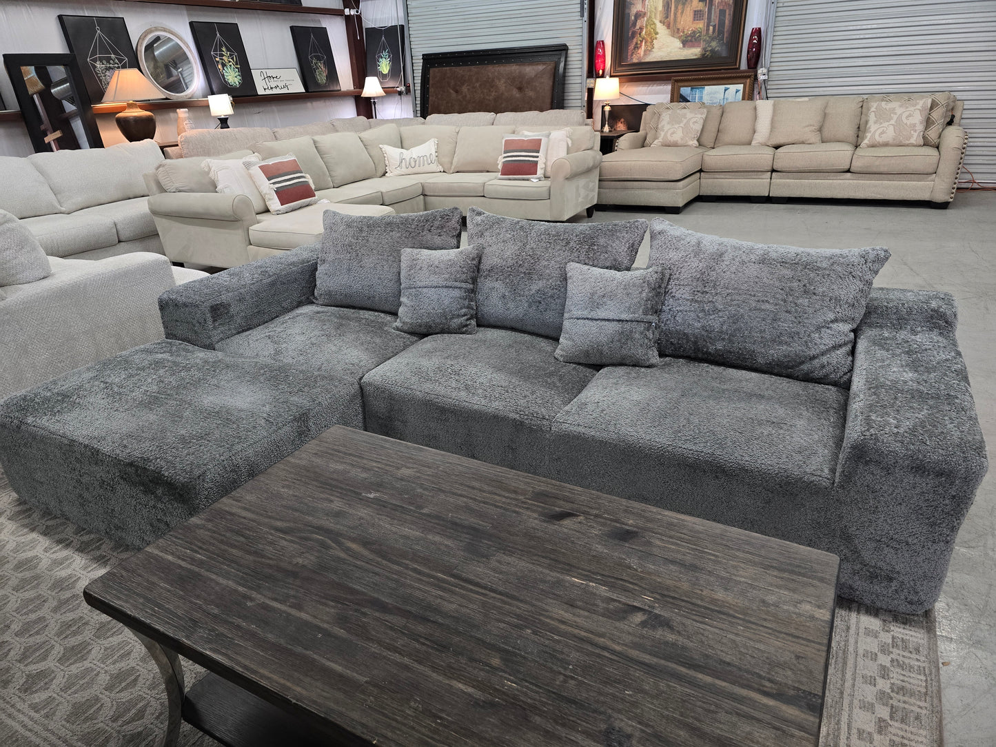 Gray L-Shaped Sectional Couch