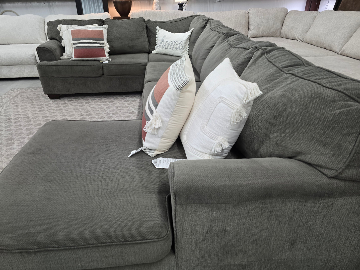 Gray U-Shaped Sectional with Chaise Lounge