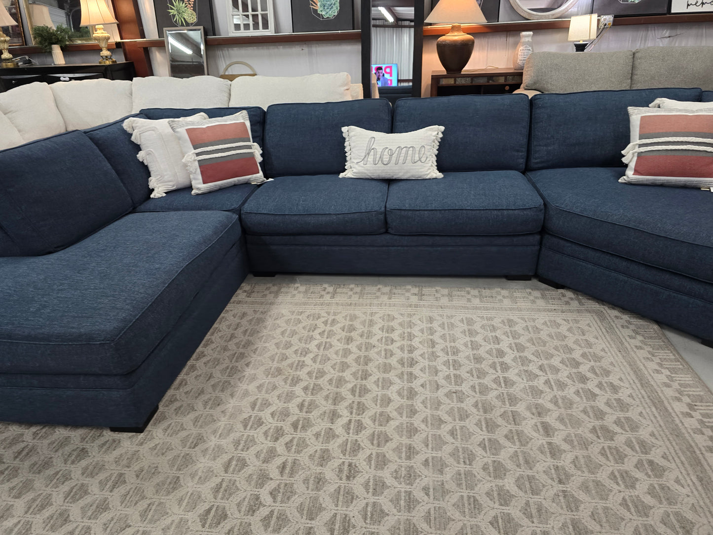 Large Blue Sectional Couch