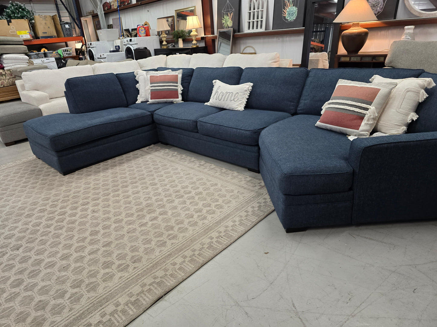 Large Blue Sectional Couch