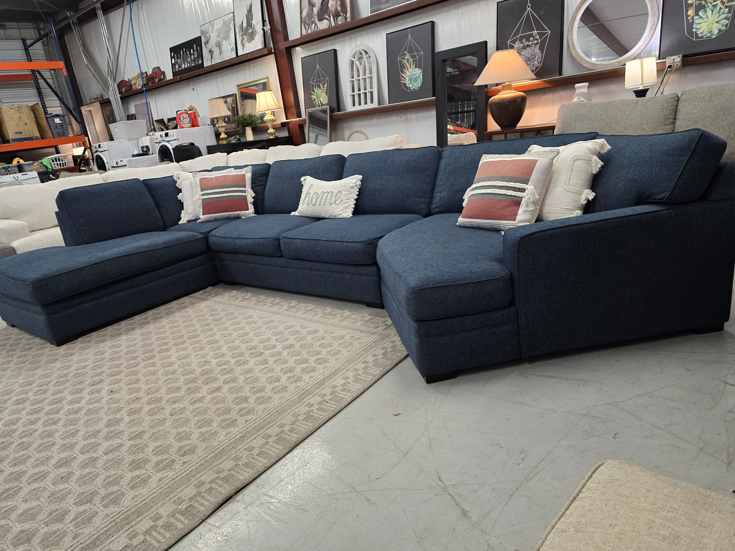Large Blue Sectional Couch