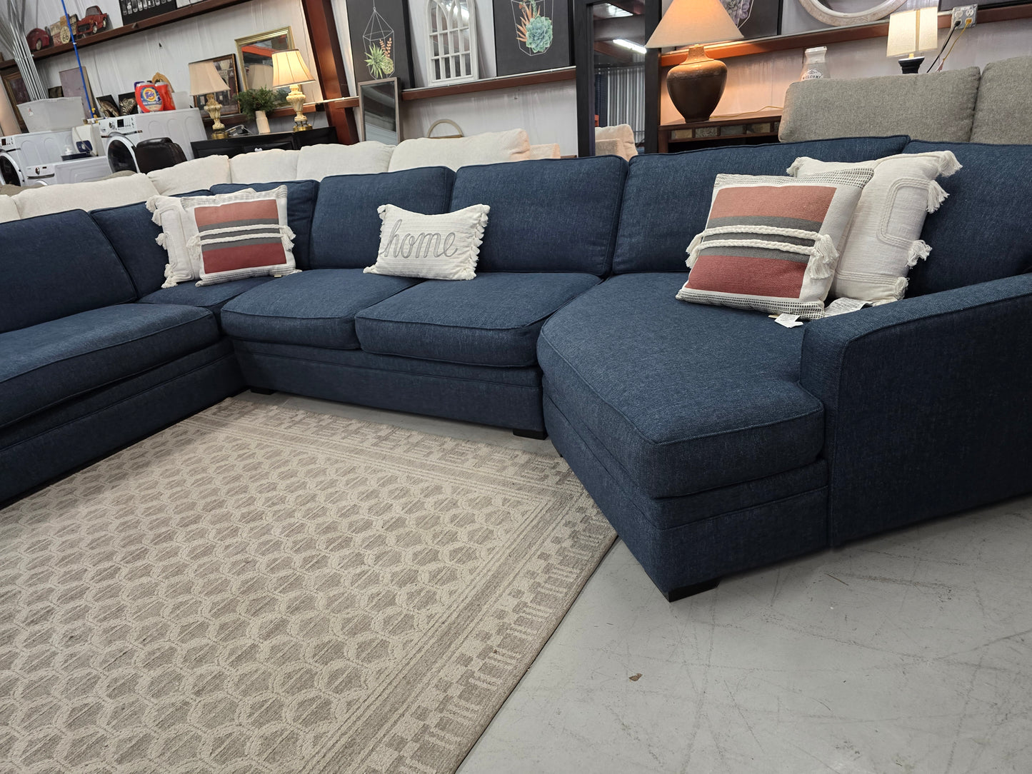 Large Blue Sectional Couch