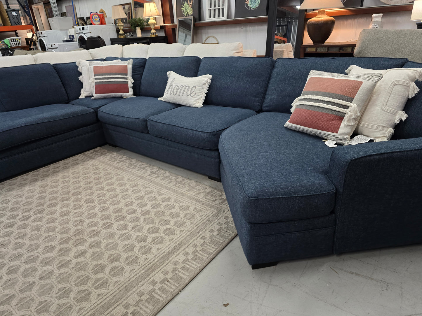 Large Blue Sectional Couch