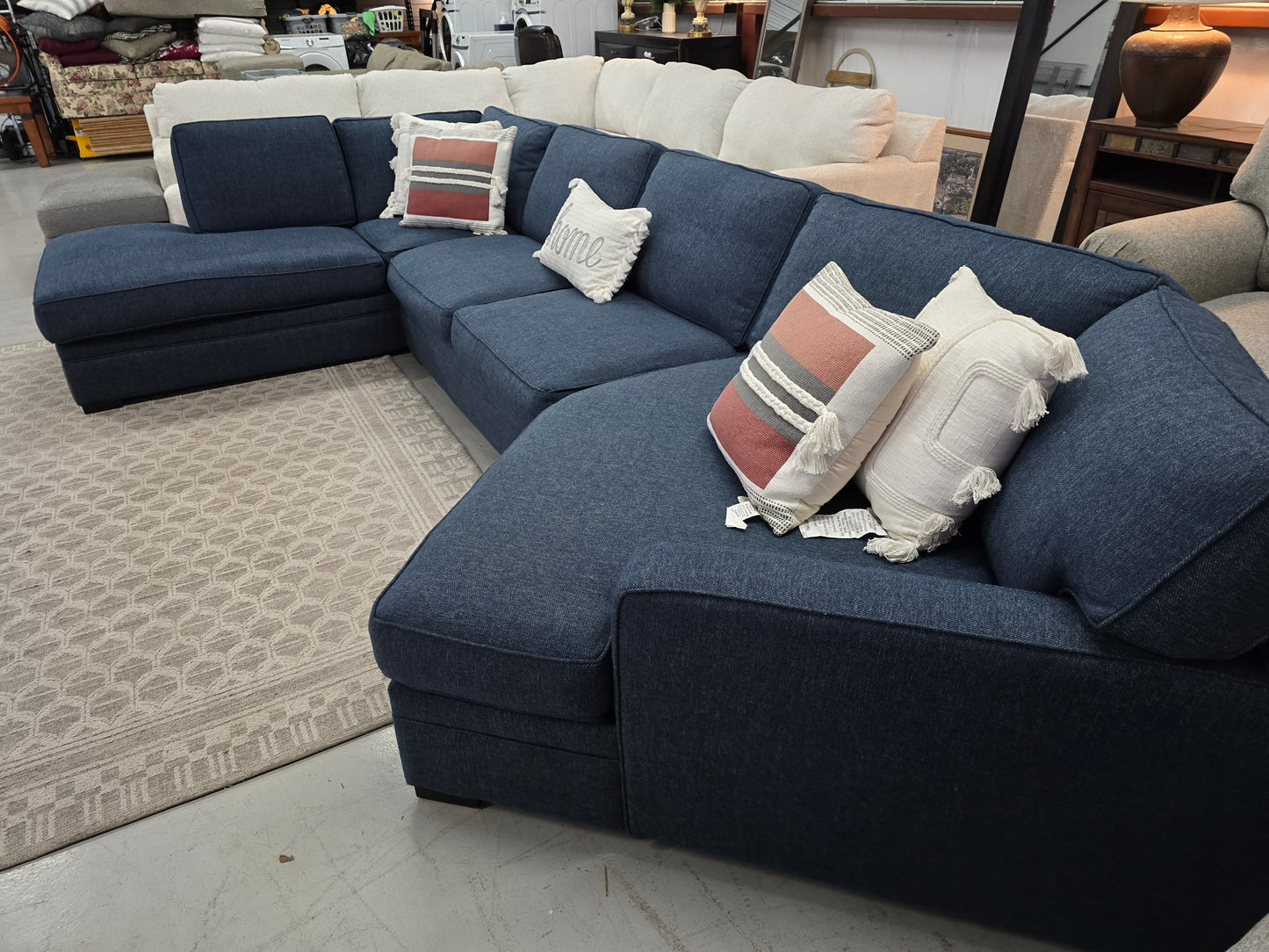 Large Blue Sectional Couch