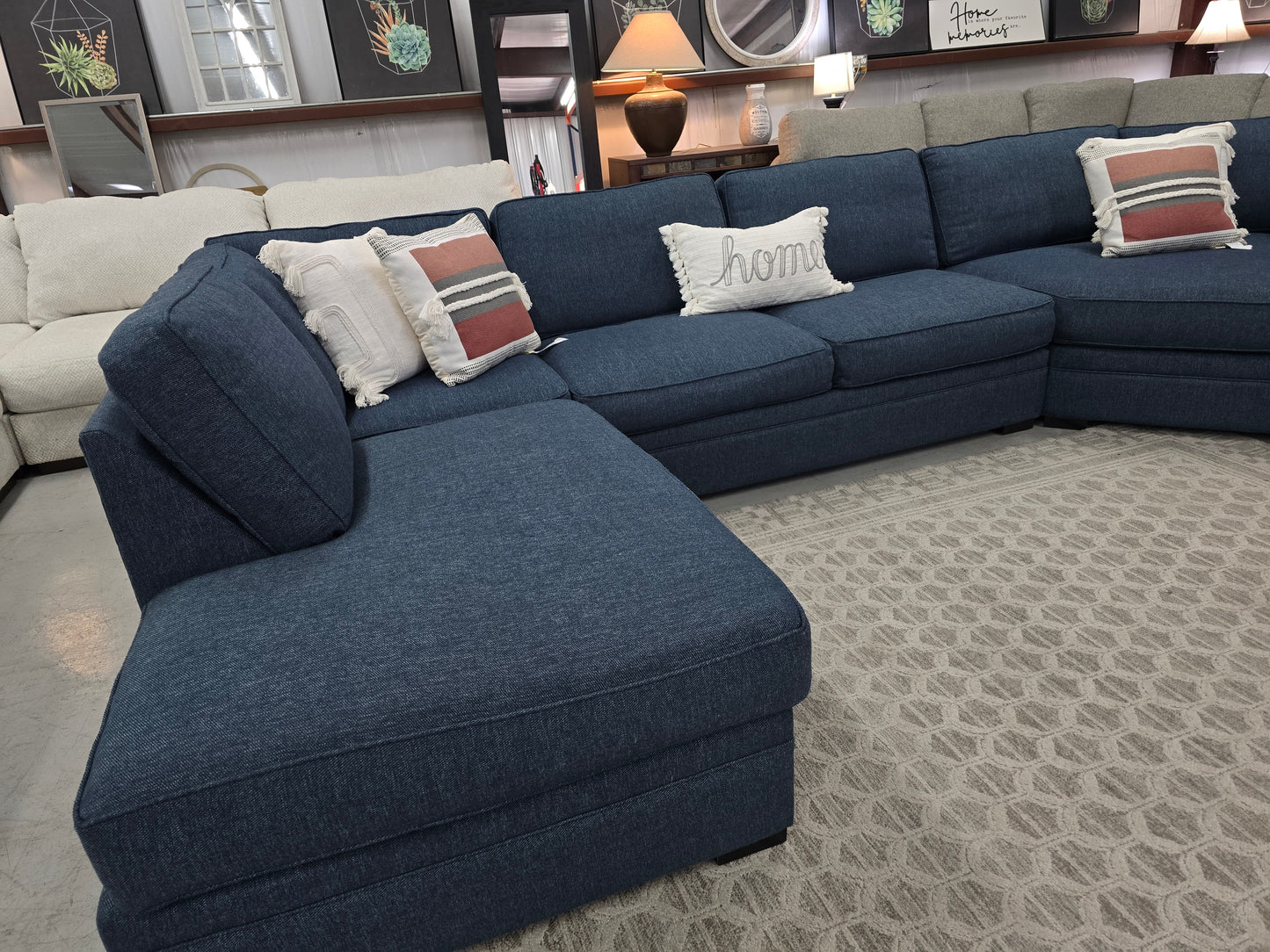 Large Blue Sectional Couch