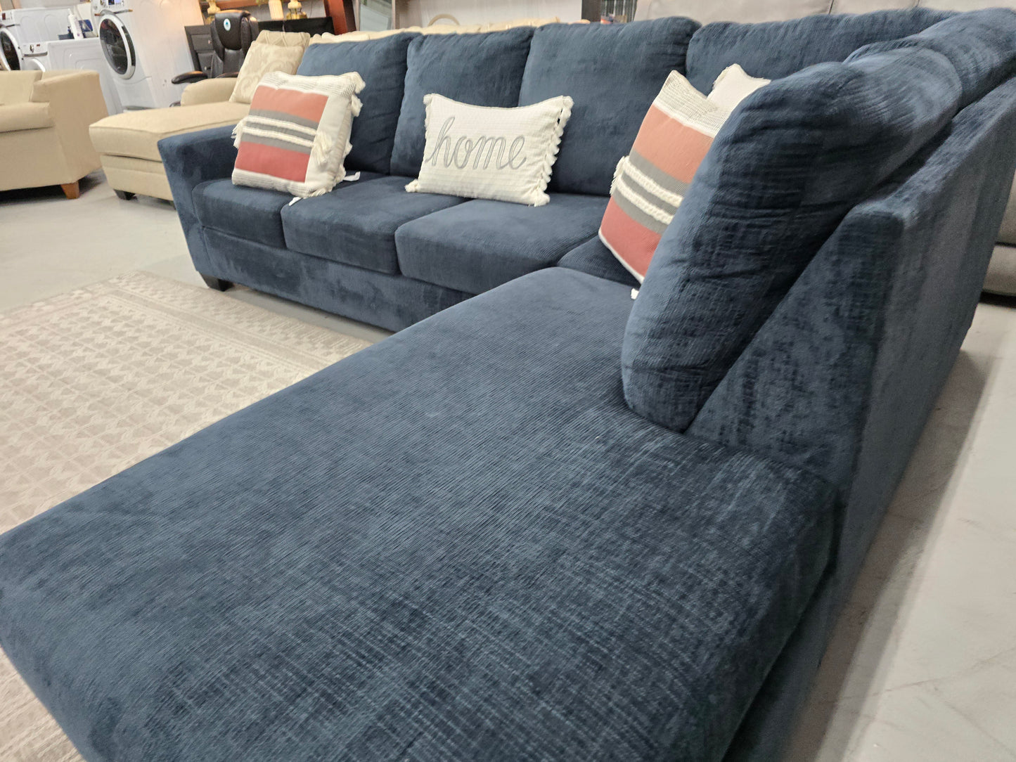 Blue L-Shaped Sectional Couch with Chaise Lounge – Ashley Furniture