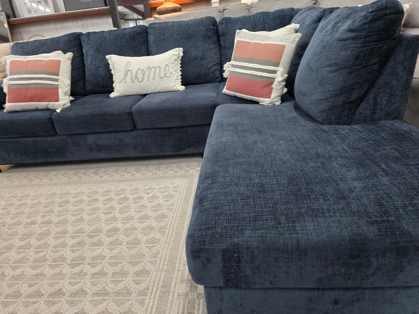 Blue L-Shaped Sectional Couch with Chaise Lounge – Ashley Furniture