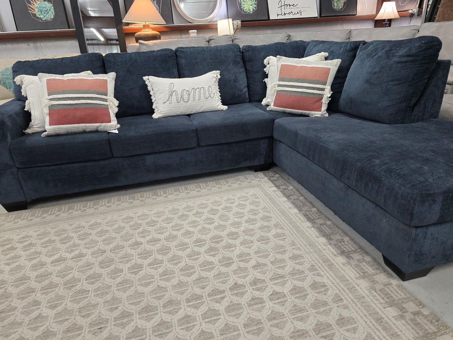 Blue L-Shaped Sectional Couch with Chaise Lounge – Ashley Furniture