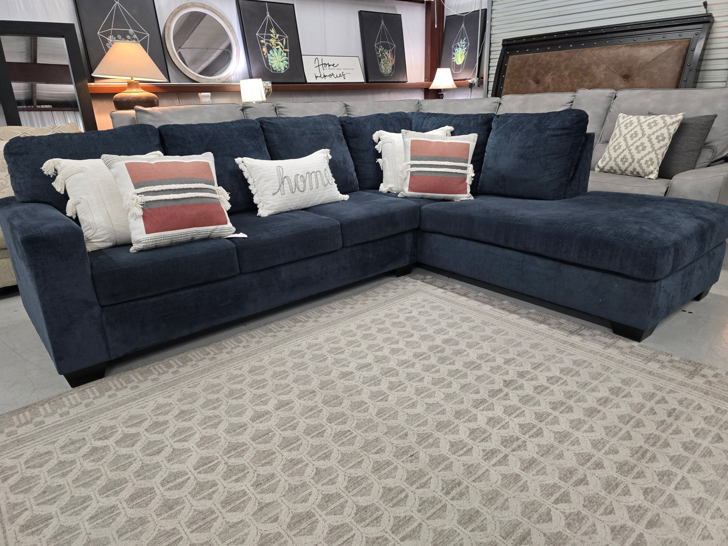 Blue L-Shaped Sectional Couch with Chaise Lounge – Ashley Furniture