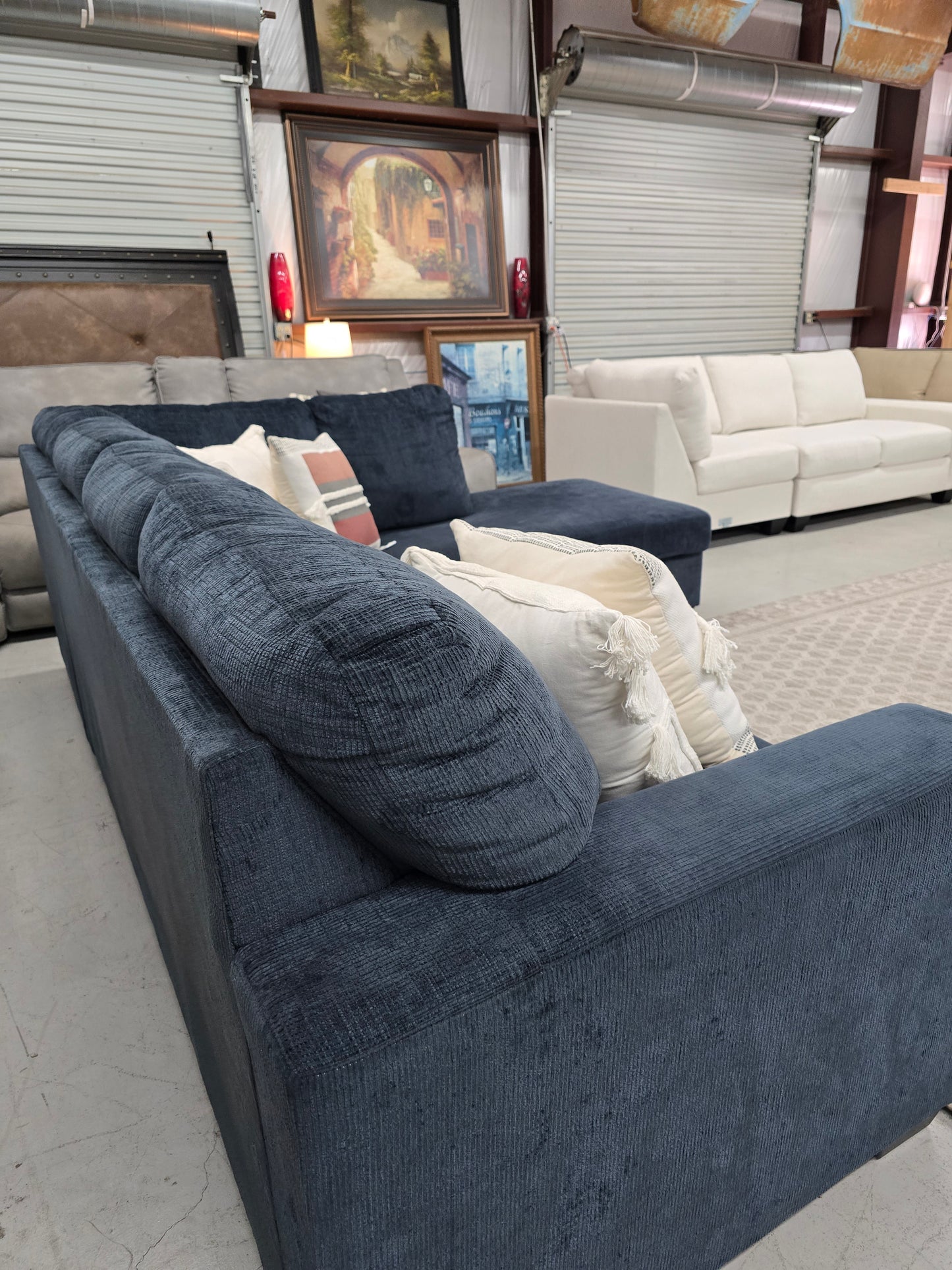 Blue L-Shaped Sectional Couch with Chaise Lounge – Ashley Furniture