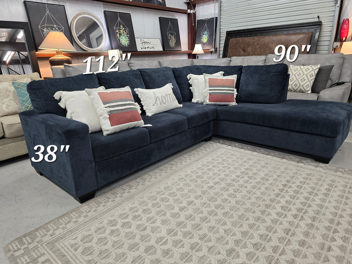 Blue L-Shaped Sectional Couch with Chaise Lounge – Ashley Furniture